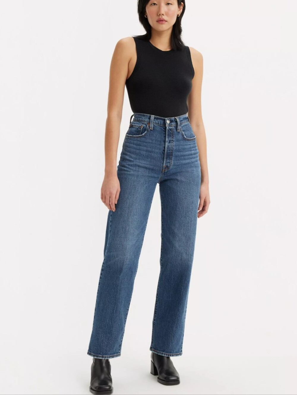 Levi's Premium Ribcage Straight Ankle High Rise Button Fly Jean Sz 32